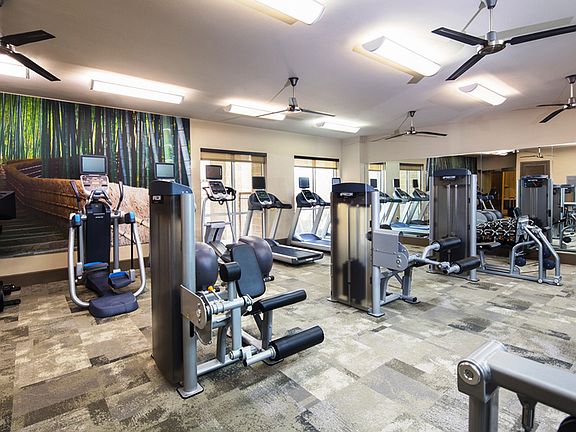 Expansive fitness area with state-of-the-art cardio equipment