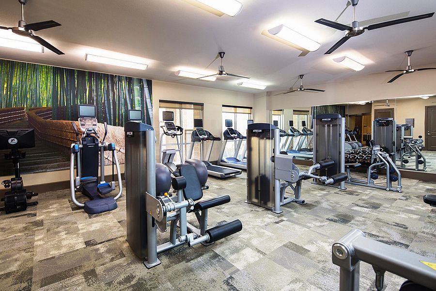 Expansive fitness area with state-of-the-art cardio equipment