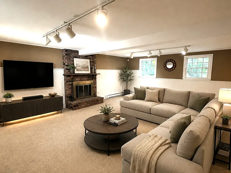 family room in lower level
