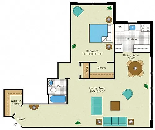 Floor plan 1 Bedroom O