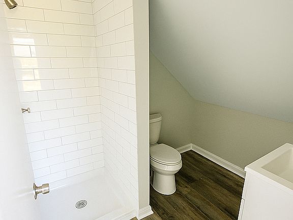 New bathroom with subway tile shower