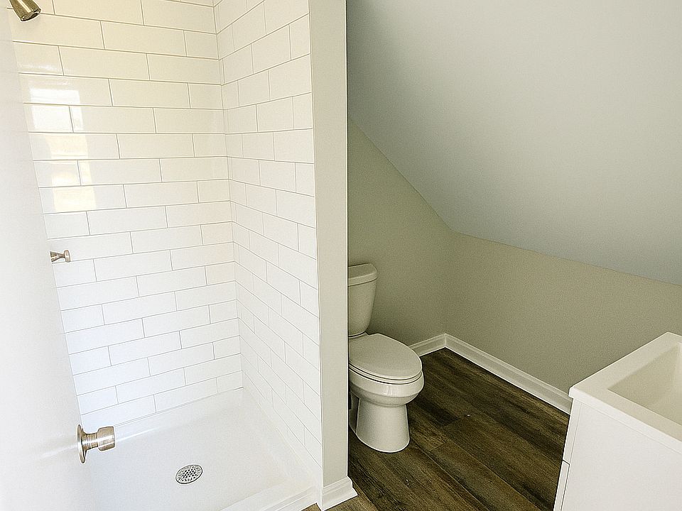 New bathroom with subway tile shower