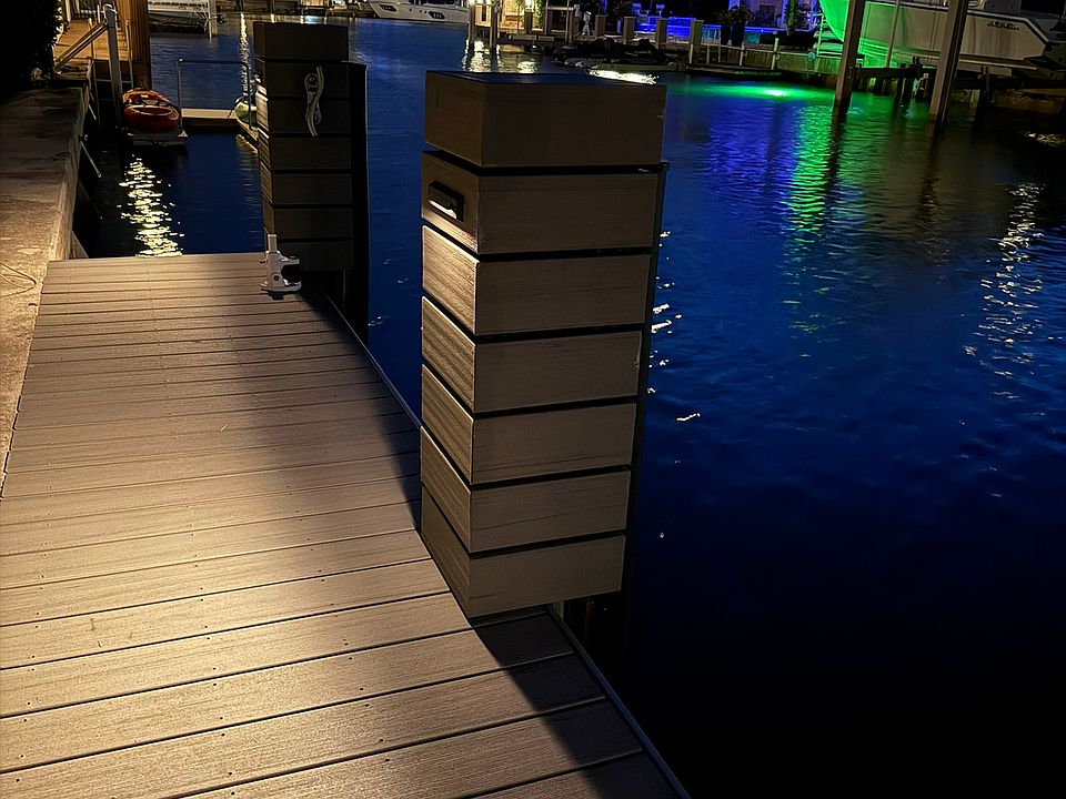 The lighting is on a photovoltaic that provides automatic walkway lighting at the dock.
