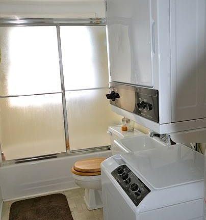 Stack washer/dryer in bathroom