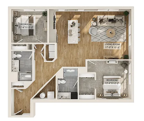 Floor plan 2 Bed/2 Bath-B4