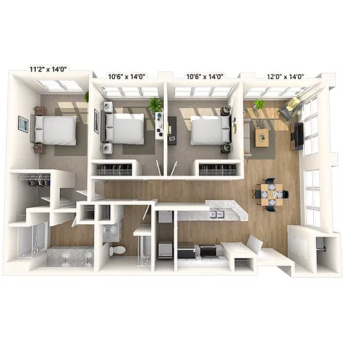 Floor plan Traditional 3x2 1323-1505 SF
