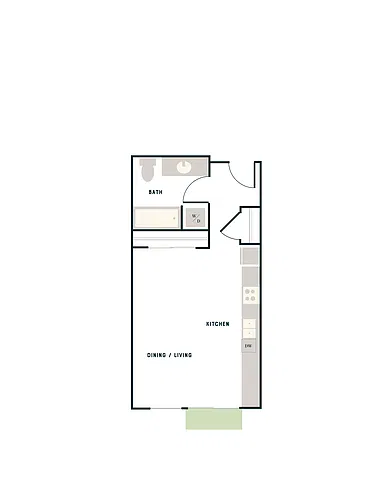 Floor plan Studio, 1 Bath - West Apt D