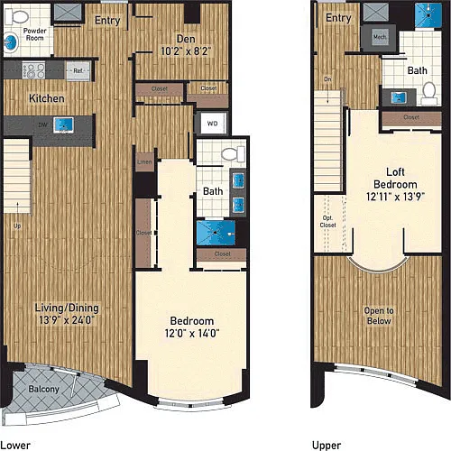 Floor plan PH Two Bedroom H 1128