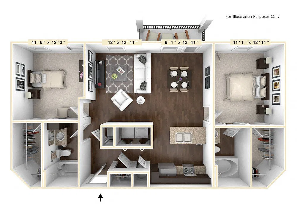 Floor plan The Monterey 2 BR 2 BA