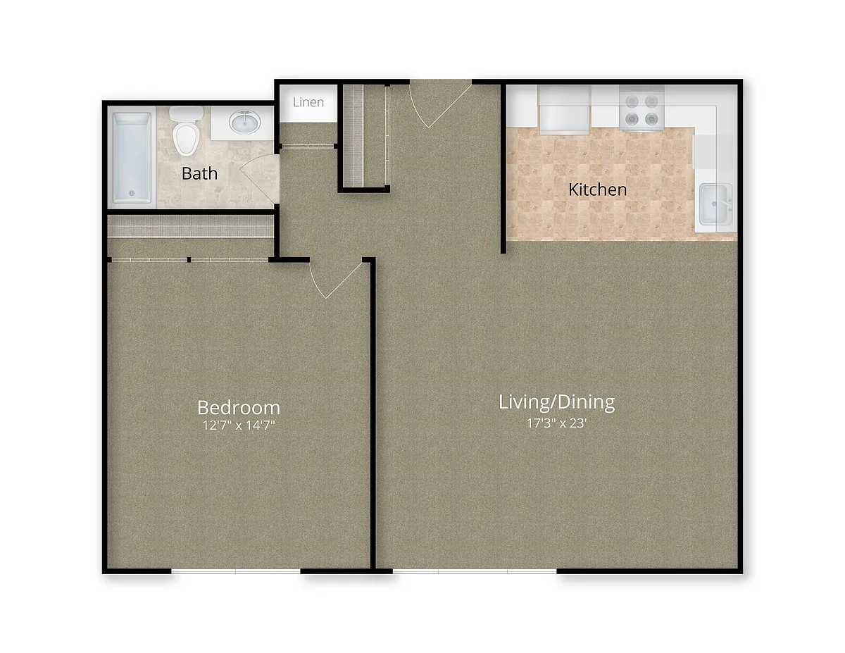 Floor plan 1 Bed x 1 Bath