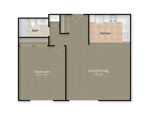 Floor plan 1 Bed x 1 Bath