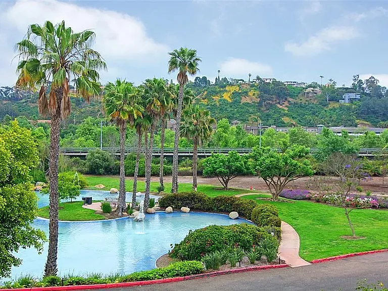Large Pond with beautiful Fountains