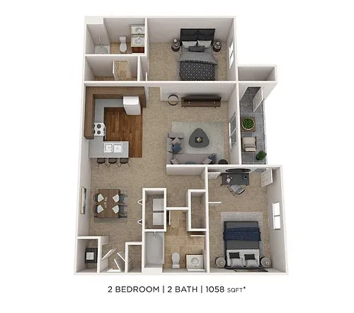 Floor plan Two Bedroom 2 Bath