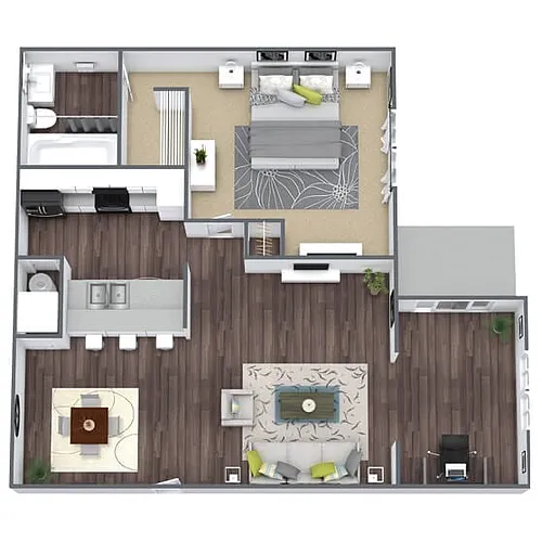 Floor plan A1: 1 Bed 1 Bath