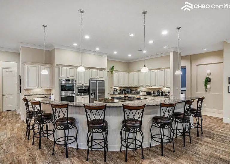 Casual bar seating with modern stools
