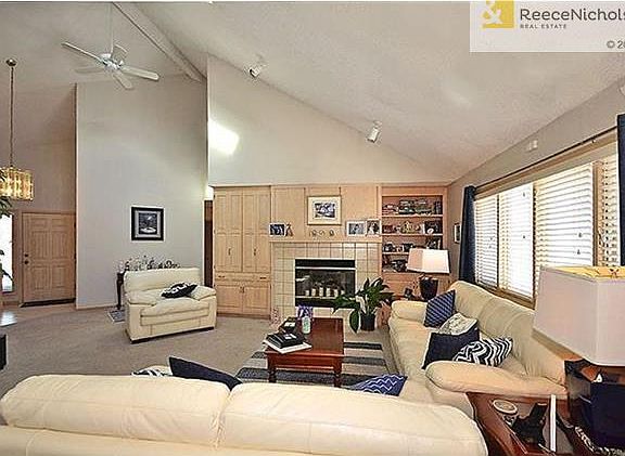 Vaulted ceiling in foyer and living room.