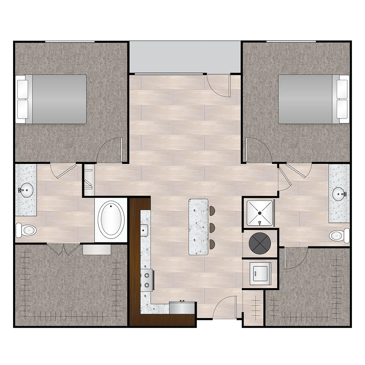 Floor plan B Uno 950 sqft - 1064 sqft
