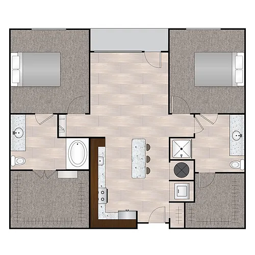 Floor plan B Uno 950 sqft - 1064 sqft