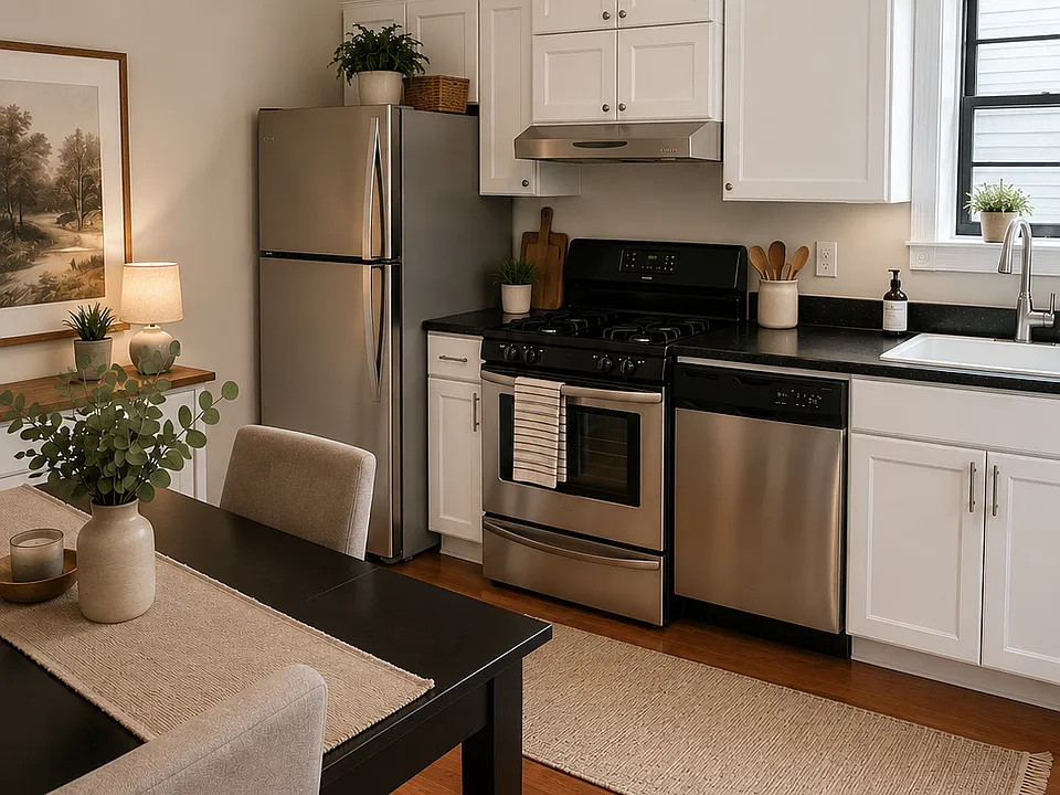 Kitchen
This photo has been virtually staged for illustrative purposes; furniture and decor are not included with the rental.