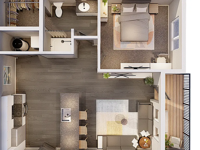1B Floorplan - 1br, 1ba - 605 SF 1B Floorplan - 1br, 1ba - 605 SF