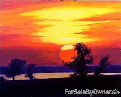 Sunset seen from library window upstairs
						:
						A painting a neighbor down the road made from our sunset