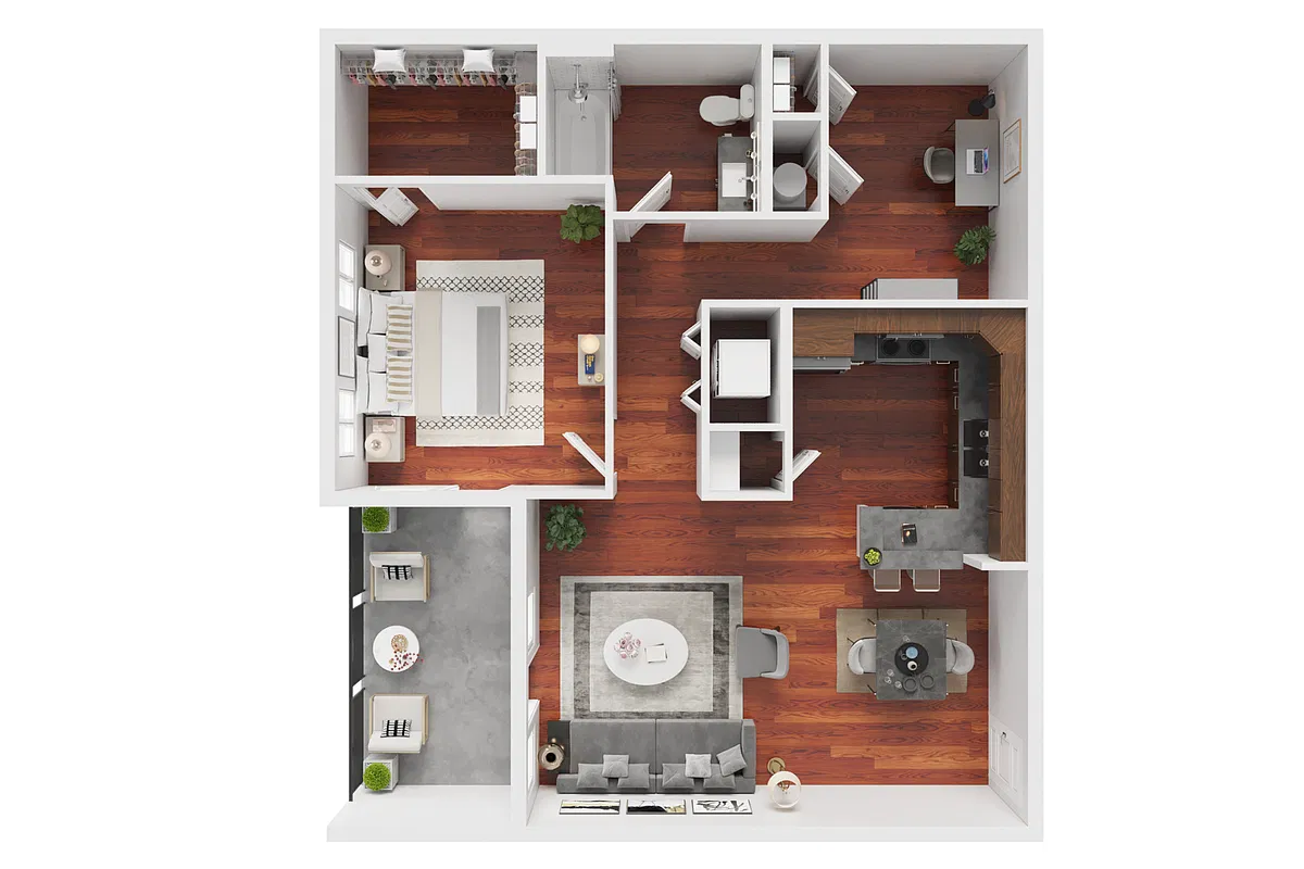 Floor plan 1BD, 1BTH A 5