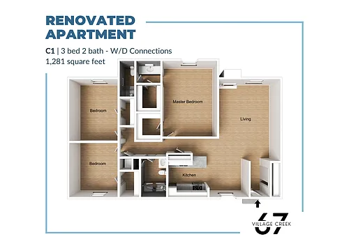Floor plan C1 (W/D Connections) Renovated
