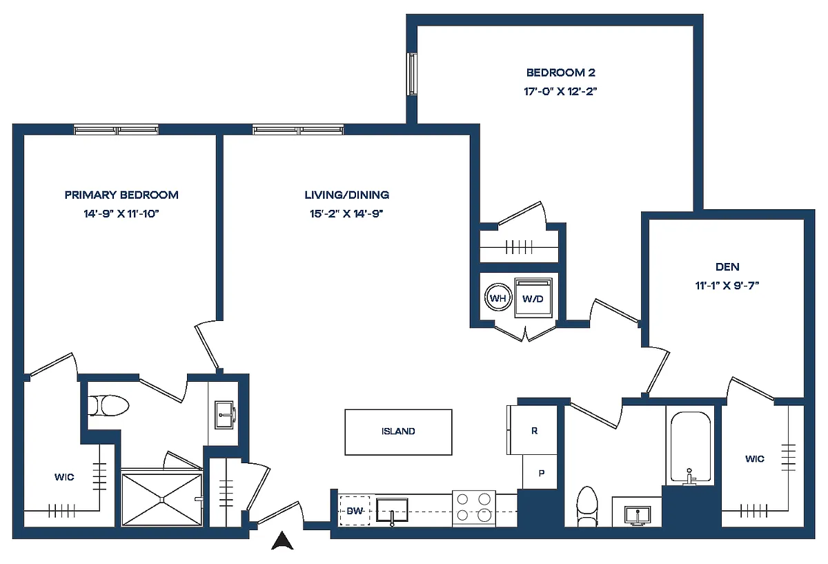 Floor plan 2 Bed/2 Bath Den-B5 Smyth