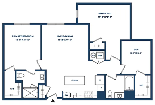 Floor plan 2 Bed/2 Bath Den-B5 Smyth