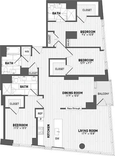Floor plan 3 Bed/3 Bath-E-3