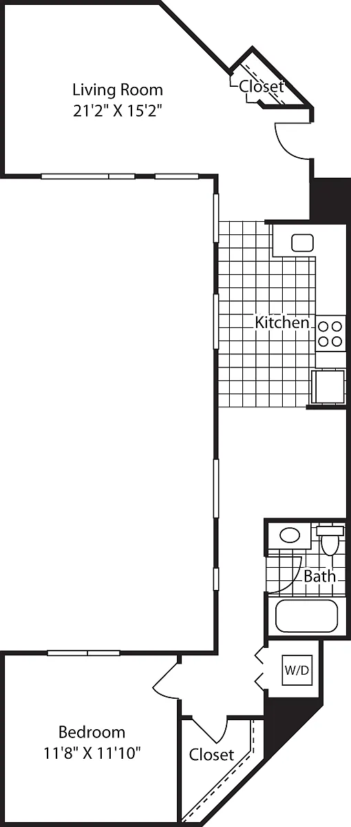 Floor plan 1 Bed NW- C shape