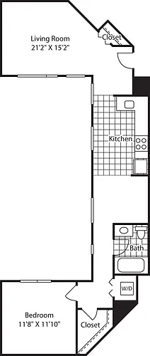 Floor plan 1 Bed NW- C shape