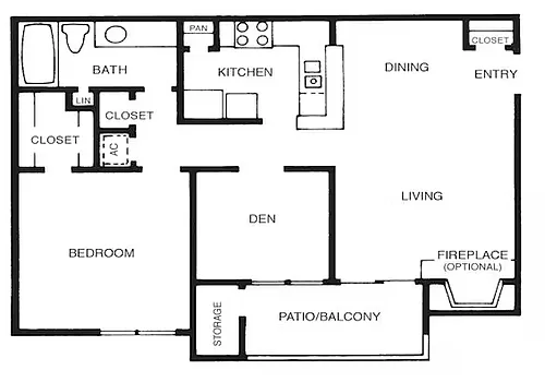 Floor plan 1H - 1 Bdrm Den (St Thomas H)