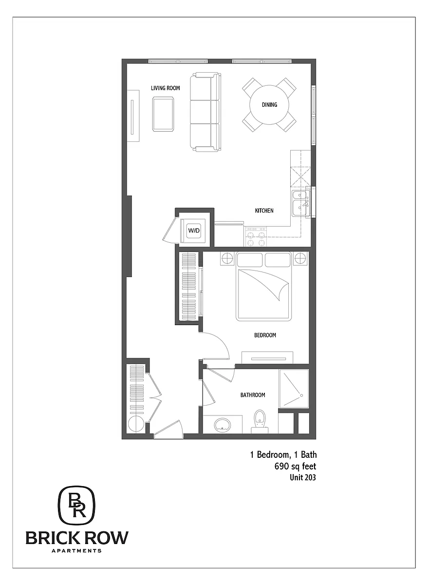 Floor plan 1 Bed Unit 203
