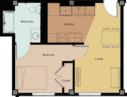 1 bed, 1.0 bath, 456 sqft, $1,099 — Photo 3