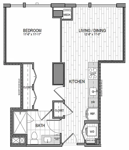Floor plan 1BR/1BA FURNISHED (30-DAY STAY AVAILABLE)