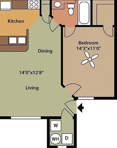 Floor plan A1- Small 1 BR