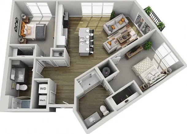 Floor Plan 2D | State Street Station | Apartments in Wauwatosa, WI Floor Plan 2D | State Street Station | Apartments in Wauwatosa, WI