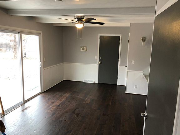 Kitchen Dining Area; garage door straight ahead, basement door on right