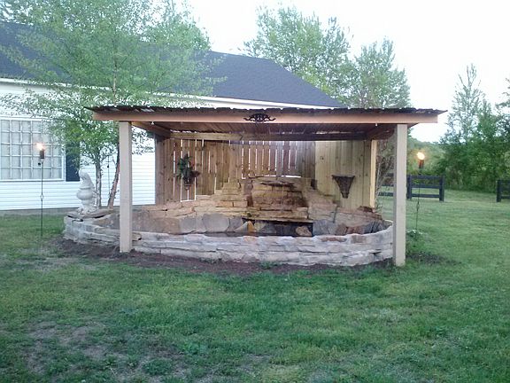 Backyard stone koi pond