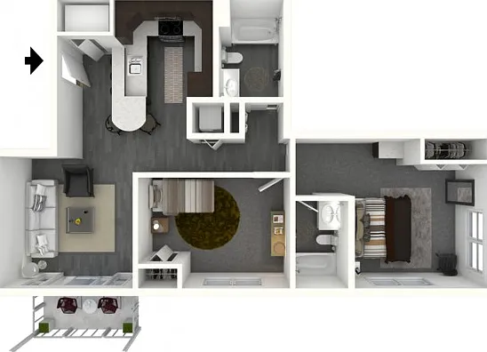Two Bedroom, Two Bath - Medium Two Bedroom, Two Bath - Medium