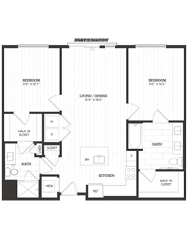Floor plan 2 Bed/2 Bath-C7