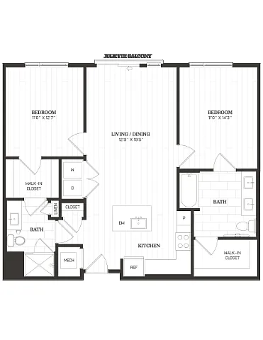 Floor plan 2 Bed/2 Bath-C7