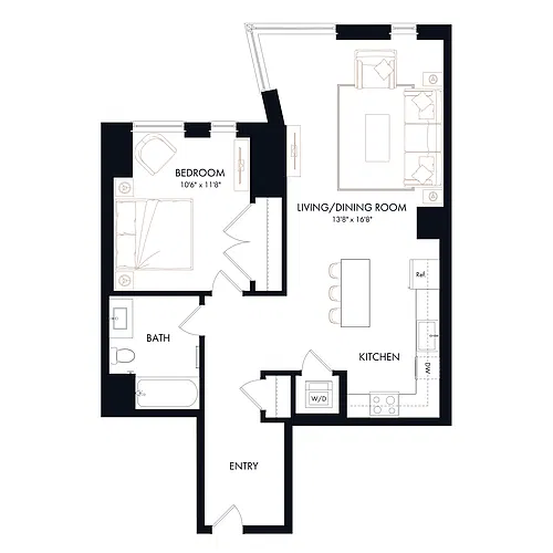 Floor plan A6 | 1 Bed | 1 Bath