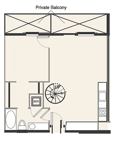 Floor plan C 1 bed, 1 bath