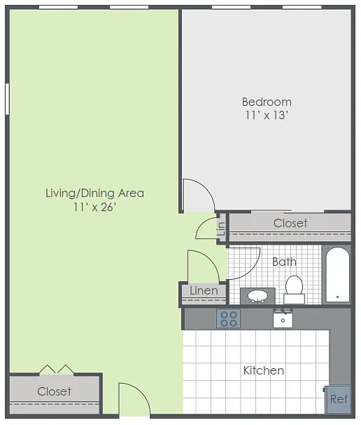 Floor plan 1 Bedroom 1 Bath