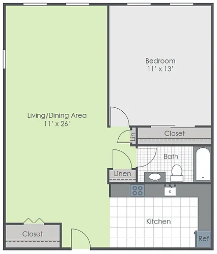 Floor plan 1 Bedroom 1 Bath