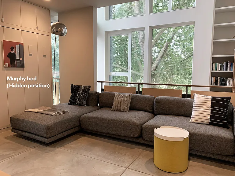 2nd floor: Living room set up. Murphy bed folds away.