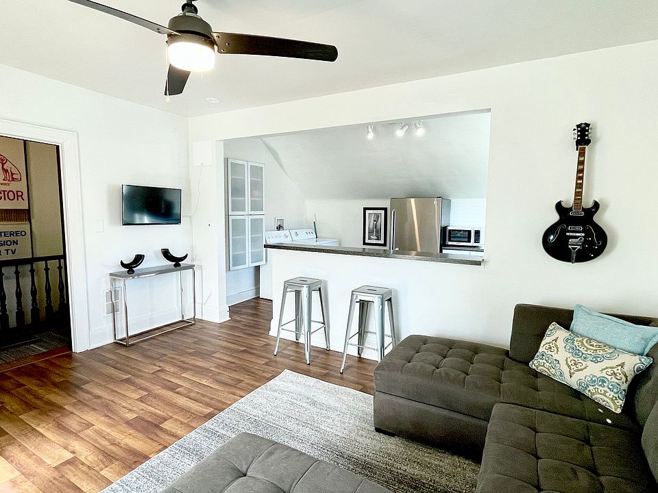 Large living room open to kitchen