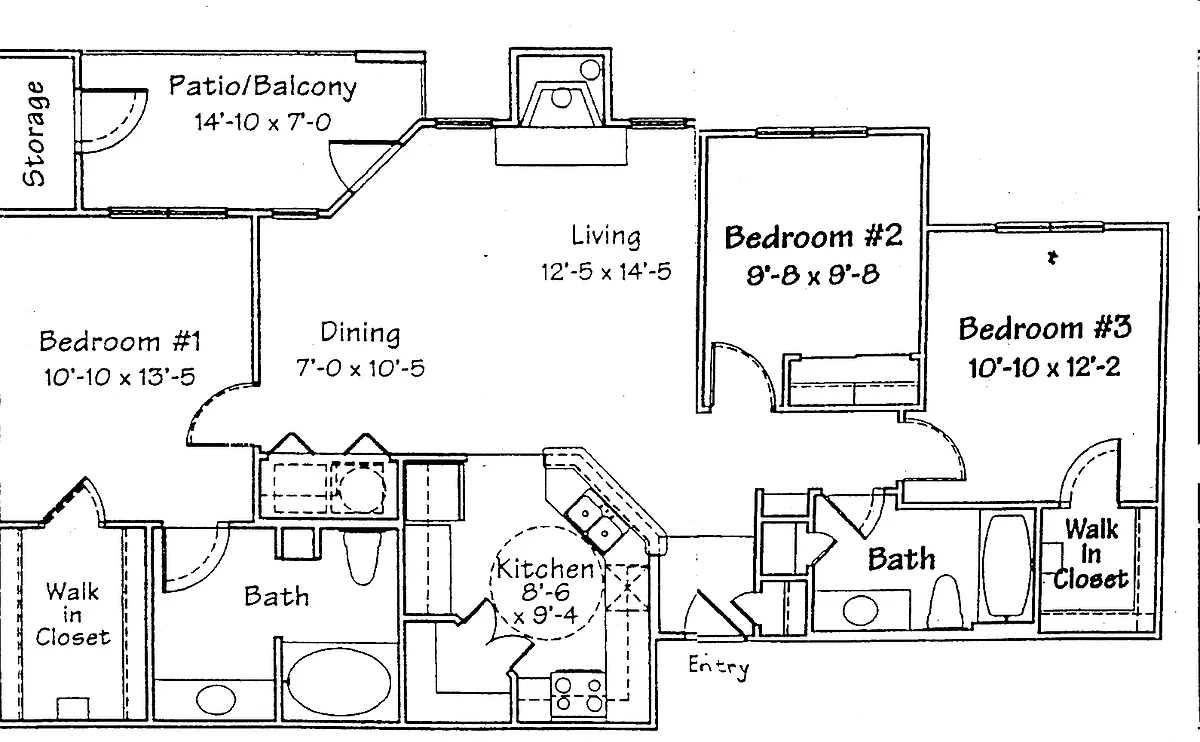 Floor plan 3 Bedroom, 2 Bathroom